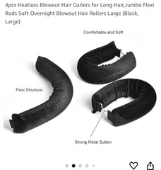 3-4pcs Heatless Blowout Hair Curlers for Long Hair