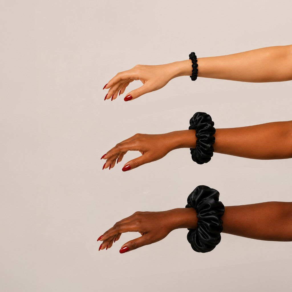 Overnight Scrunchie sizes: Micro, Medium, and The Overnight Scrunchie
