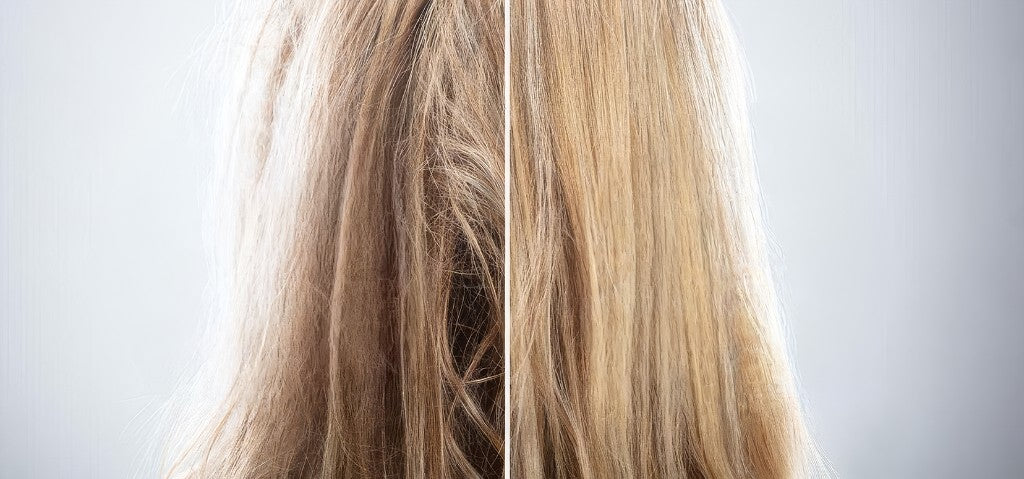 Before and after hair texture comparison